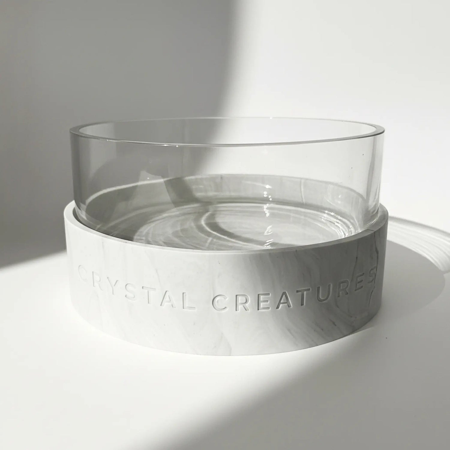 Crystal Elixir Pet Water Bowl on a light gray background