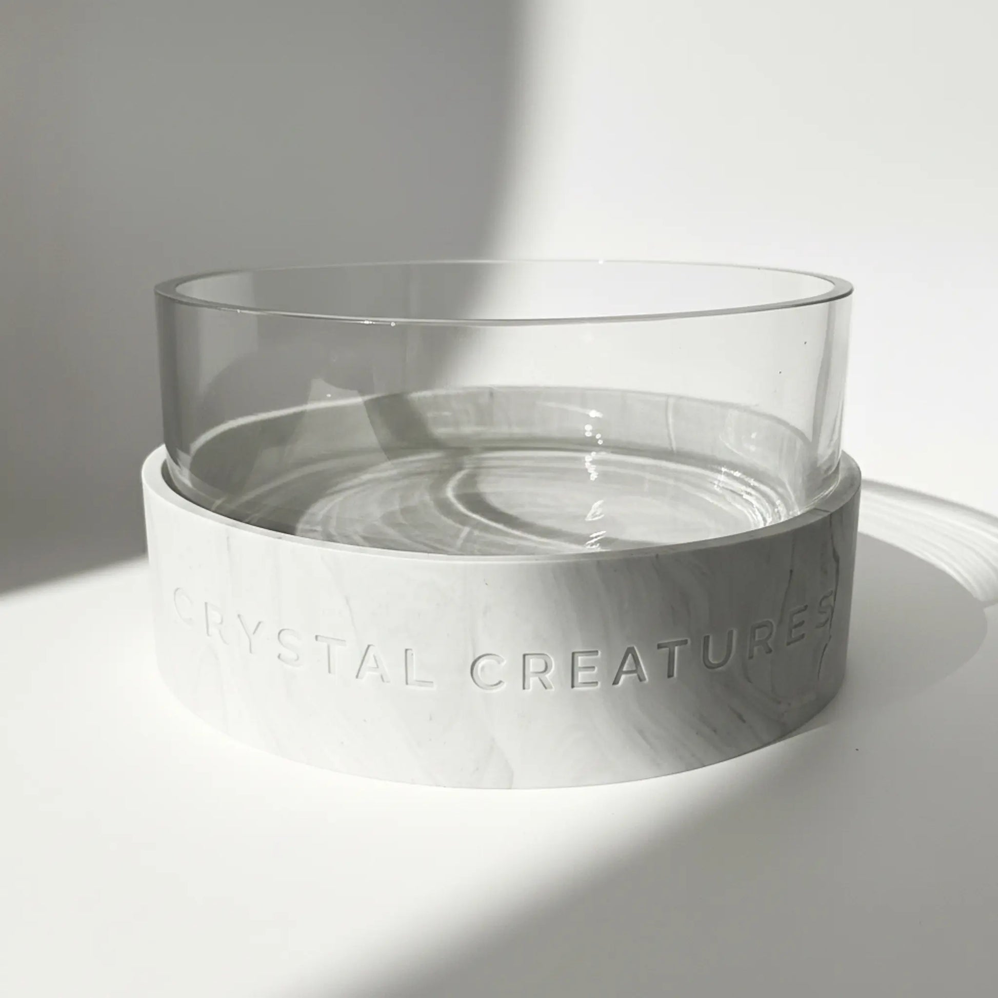 Crystal Elixir Pet Water Bowl on a light gray background